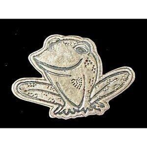 Vintage Mexican Silver Frog Heart Good Luck Pin Brooch Rare
